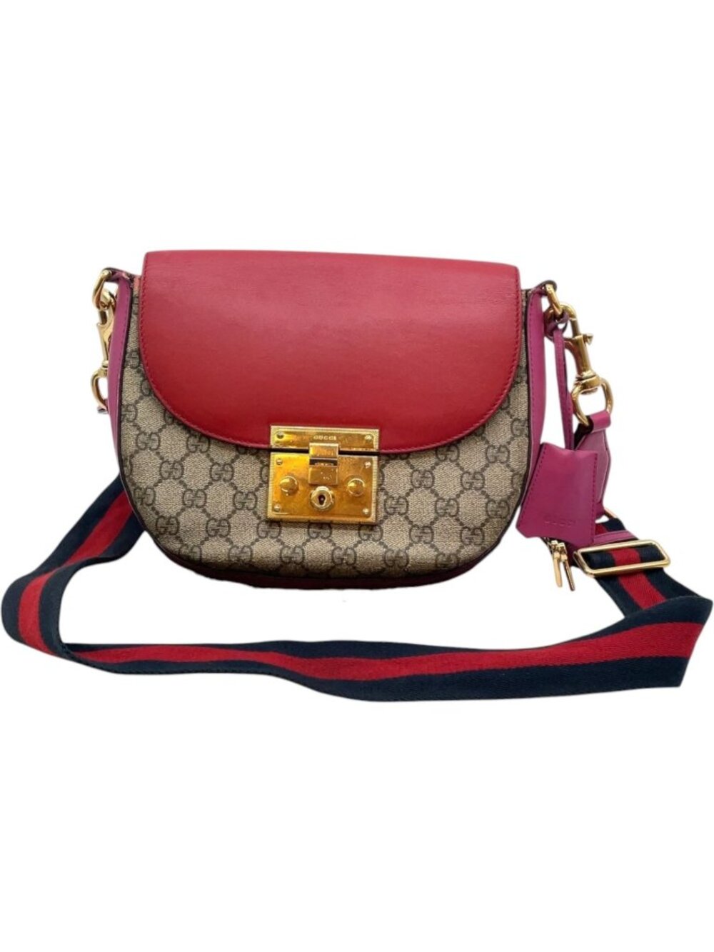 817470CR T6 Gucci Crossbody Bag Padlock GG Sherry Line Brown PVC